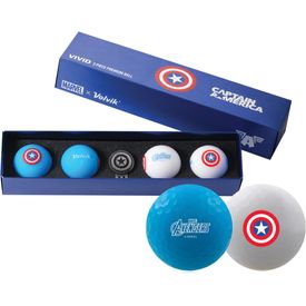White and Blue Vivid Golf Ball Gift Set - Marvel Captain America