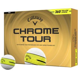 Chrome Tour 360 Stripe Yellow Golf Balls - Buy 3 DZ Get 1 DZ Free - 2026 Model