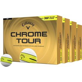 Chrome Tour 360 Stripe Yellow Golf Balls - Buy 3 DZ Get 1 DZ Free - 2026 Model