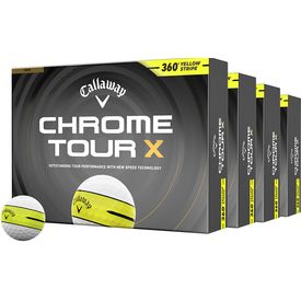 Chrome Tour X 360 Stripe Yellow Golf Balls - Buy 3 DZ Get 1 DZ Free - 2026 Model