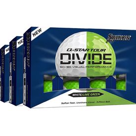 Q-Star Tour Divide 3 White/Green Golf Balls - Buy 2 DZ Get 1 DZ Free