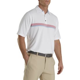 Lisle Chestband Polo White-Cape Red-Storm Blue