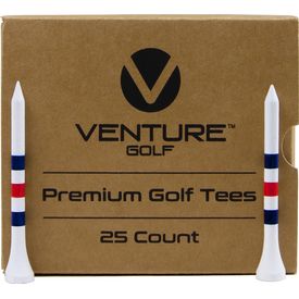 2 3/4 Inch White Red-Blue Striped Tee - 25 Pack