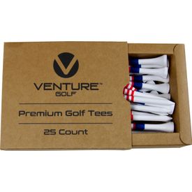 3 1/4 Inch White USA Striped Tee - 25 Pack
