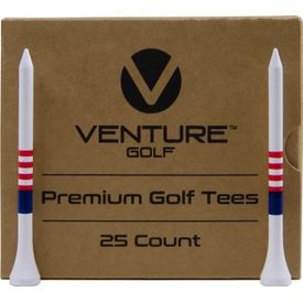 3 1/4 Inch White USA Striped Tee - 25 Pack