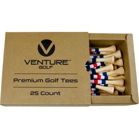 2 3/4 Inch Natural Red-Blue Striped Tee - 25 Pack