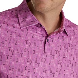 Glass Print Lisle Self Collar Polo