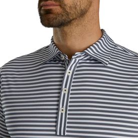 Oxford Stripe Jacquard Jersey Self Collar Polo