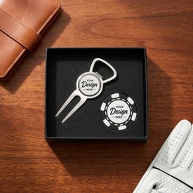 Premium Bartender Divot Tool with Poker Chip Gift Set