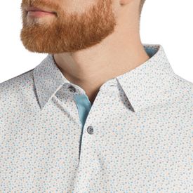 Geometry Print Stretch Pique Self Collar Polo