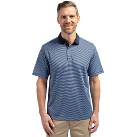 Virtue Eco Pique Micro Stripe Recycled Mens Polo