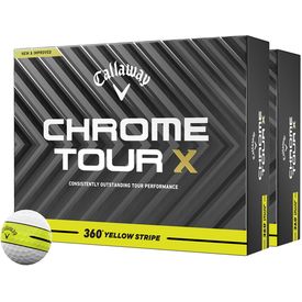 Chrome Tour X 360 Stripe Yellow Balls - Double Dozen