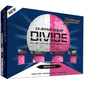 Q-Star Tour Divide 3 White/Pink Golf Balls - Buy 2 DZ Get 1 DZ Free