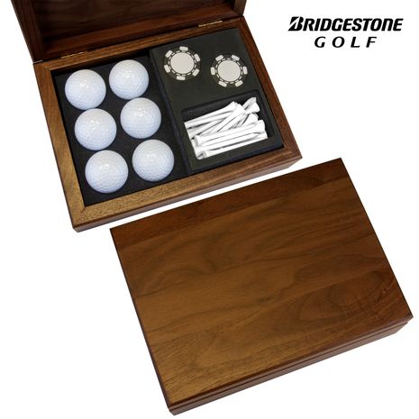 Rosewood Finish Golf Ball Case Gift Set