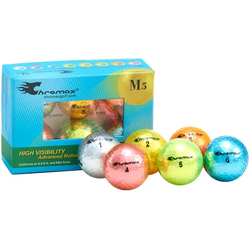 Chromax Multi-Color Metallic Mixed Color M5 Golf Balls - 6-Pack