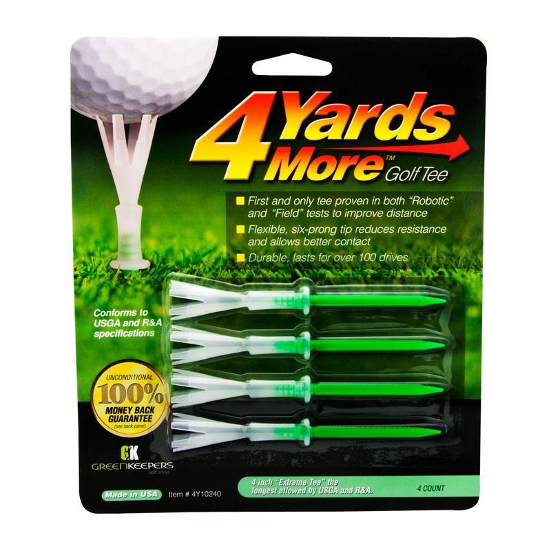 4 Yards More 4 Inch Green Golf Tees - 4 CT
