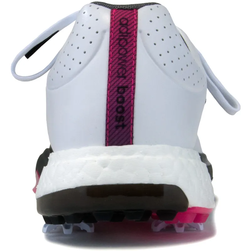 Adidas Mens Adipower Boost 3 Golf Shoes Trainers Size 9 White Pink Trim Adidas Adipower Golf Shoes White Metallic Silver Pink Laces  main image 2