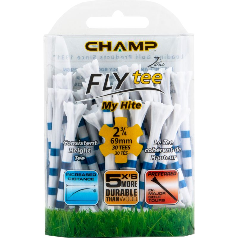 Champ Golf Zarma FLYtee MyHite - 2 3/4 Inch - White-Blue - 30 CT