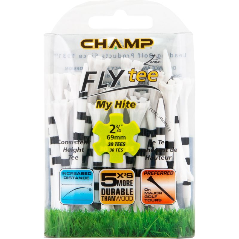 Champ Golf Zarma FLYtee MyHite - 2 3/4 Inch - White-Black - 30 CT
