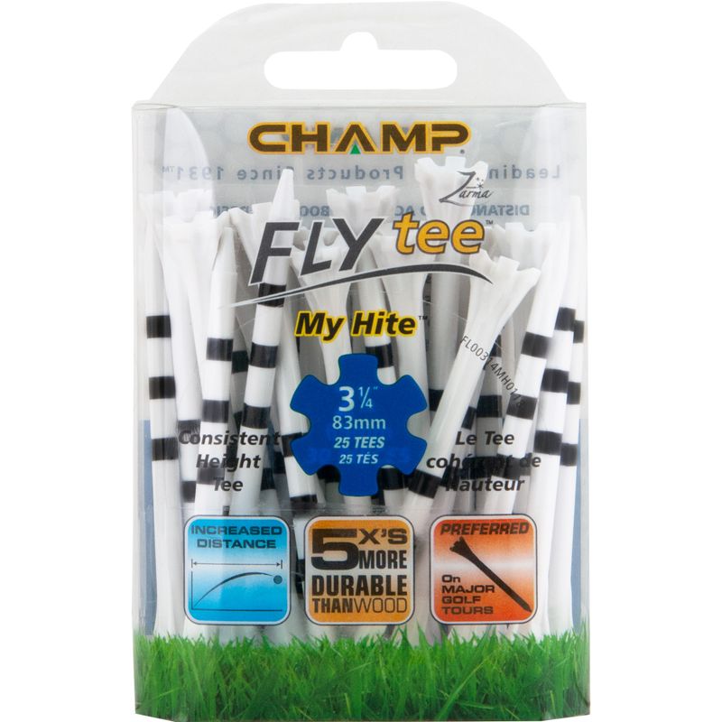 Champ Golf Zarma FLYtee MyHite - 3 1/4 Inch - White-Black - 25 CT