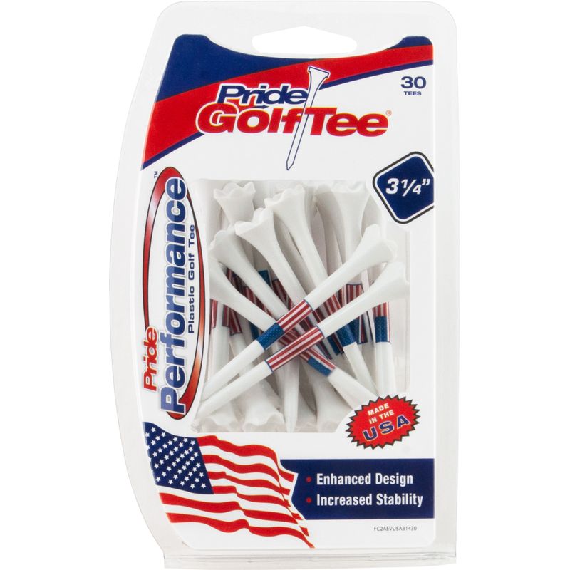Pride Sports Performance 3 1/4 Inch Plastic Tees - 30 Count - Special Flag Edition