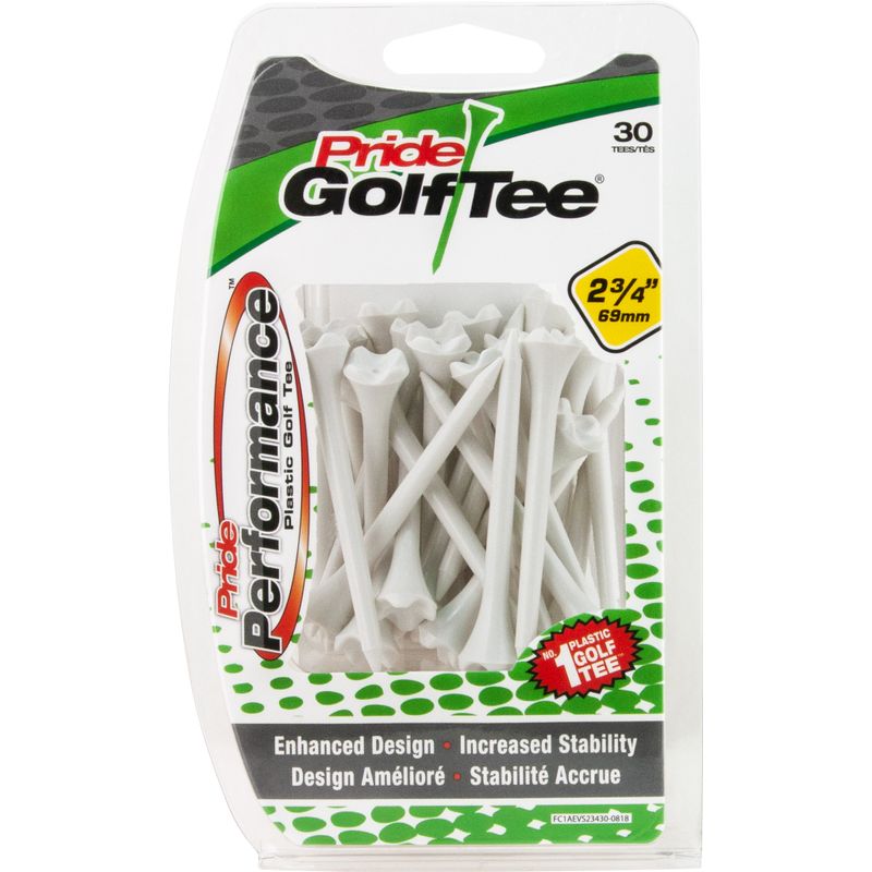 Pride Sports Pride Performance Plastic 2 3/4 Inch Tees - 30 Count - White