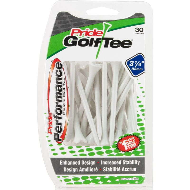 Pride Sports Pride Performance Plastic 3 1/4 Inch Tees - 30 Count - White