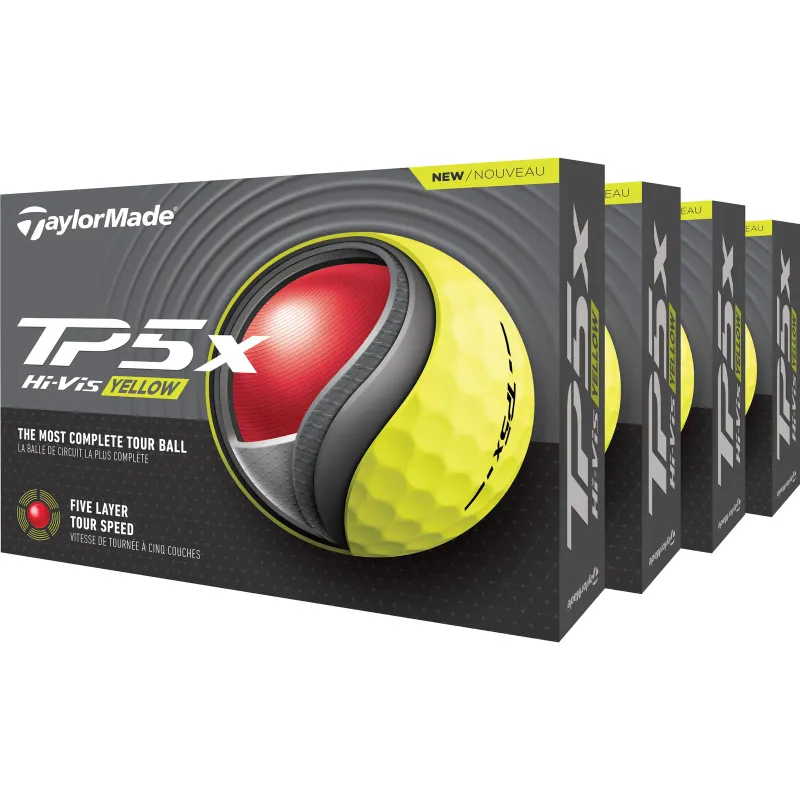 TaylorMade TP5x Yellow Golf Balls - Buy 3 DZ Get 1 DZ Free