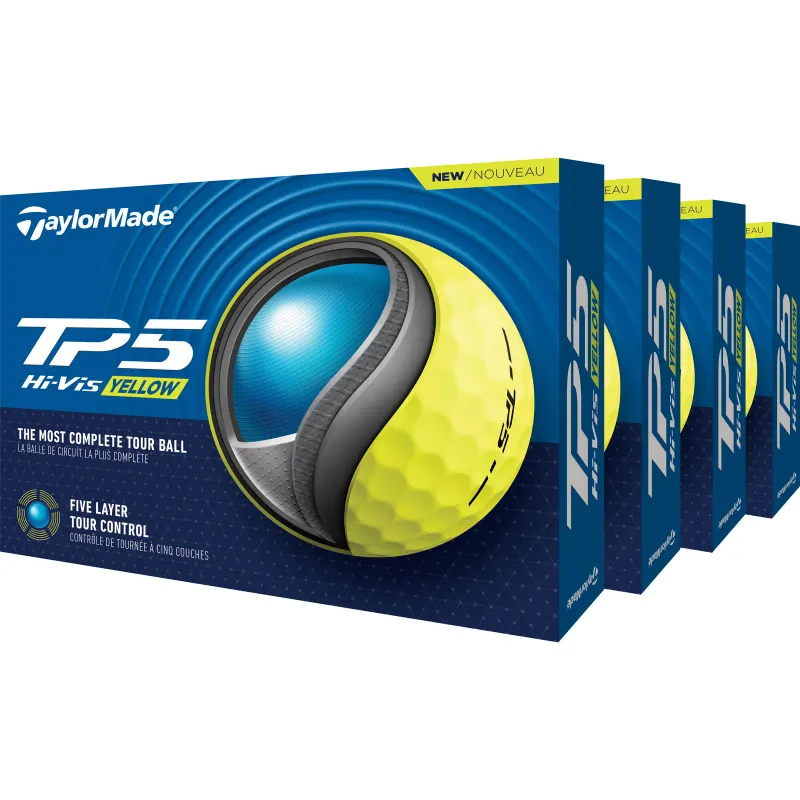 TaylorMade TP5 Yellow Golf Balls - Buy 3 DZ Get 1 DZ Free