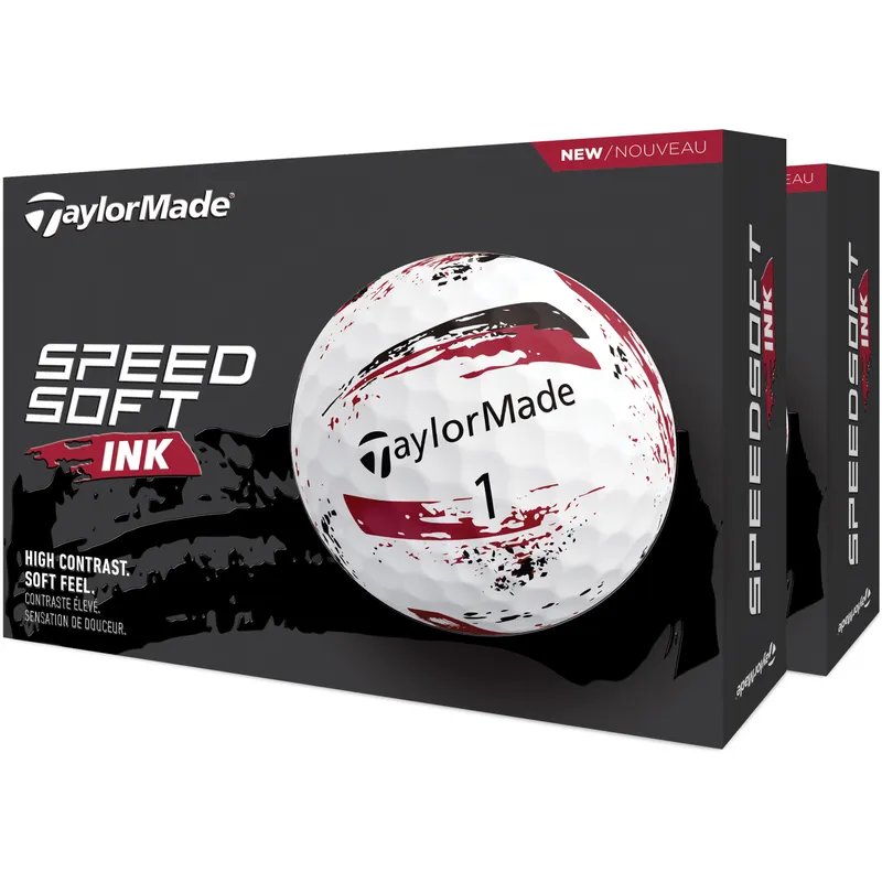 TaylorMade SpeedSoft Ink Red Golf Balls - Double Dozen