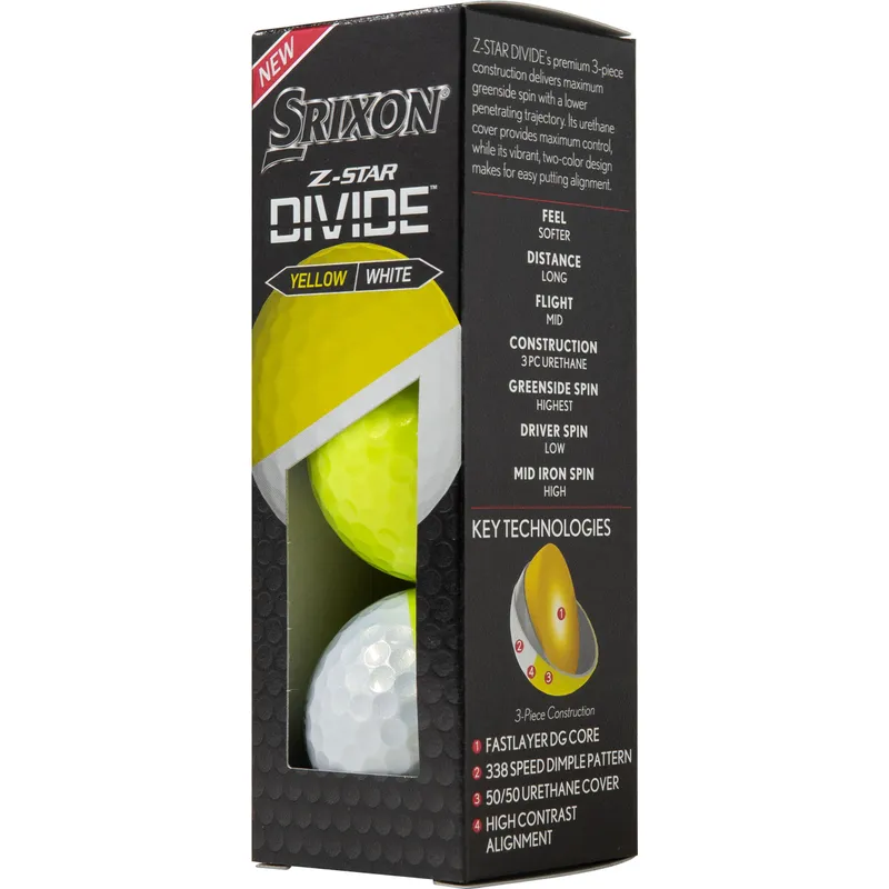 Srixon Z-Star 8 Divide White/Yellow Golf Balls - Golfballs.com