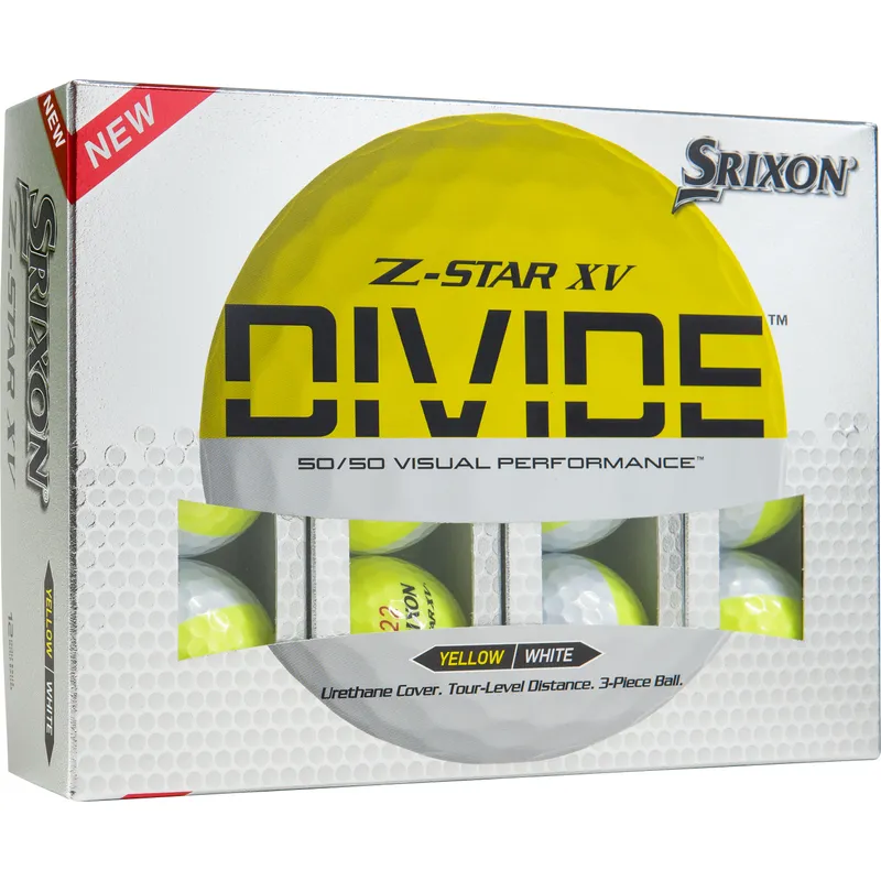 Srixon Z-Star XV 8 Divide White/Yellow Golf Balls - Golfballs.com