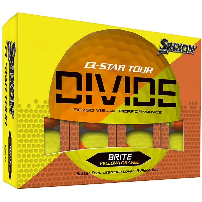 Srixon QStar Tour Divide 2 Yellow/Orange Golf Balls 2024 Model