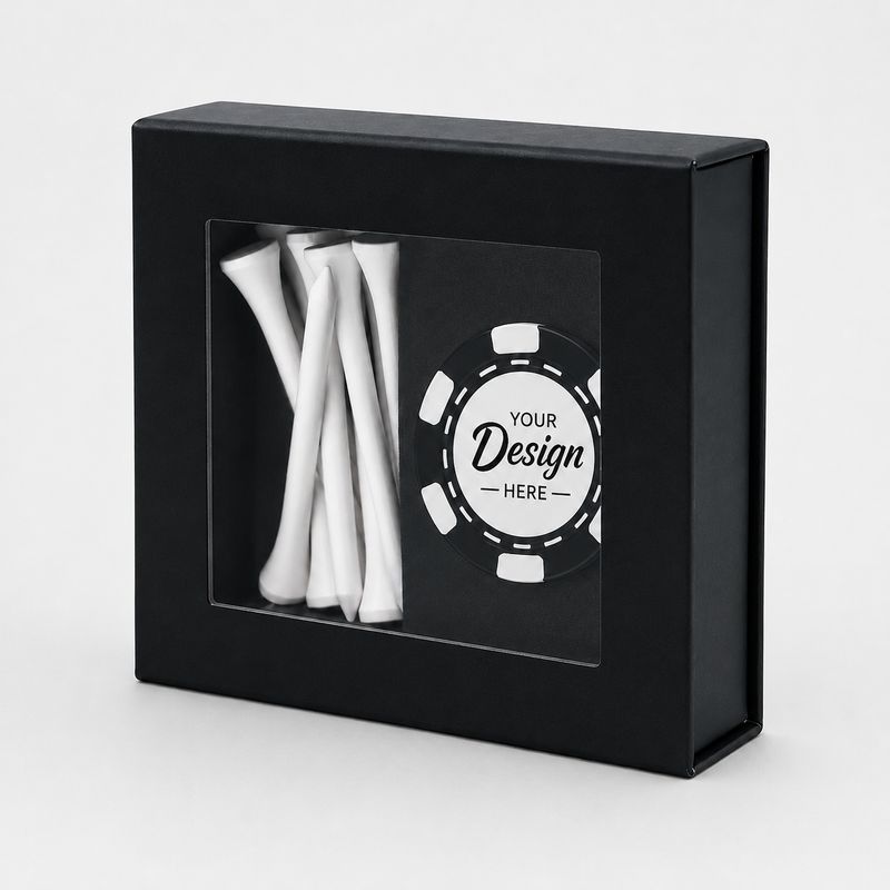 Golfballs.com Premium Poker Chip with Tees Gift Set - Black