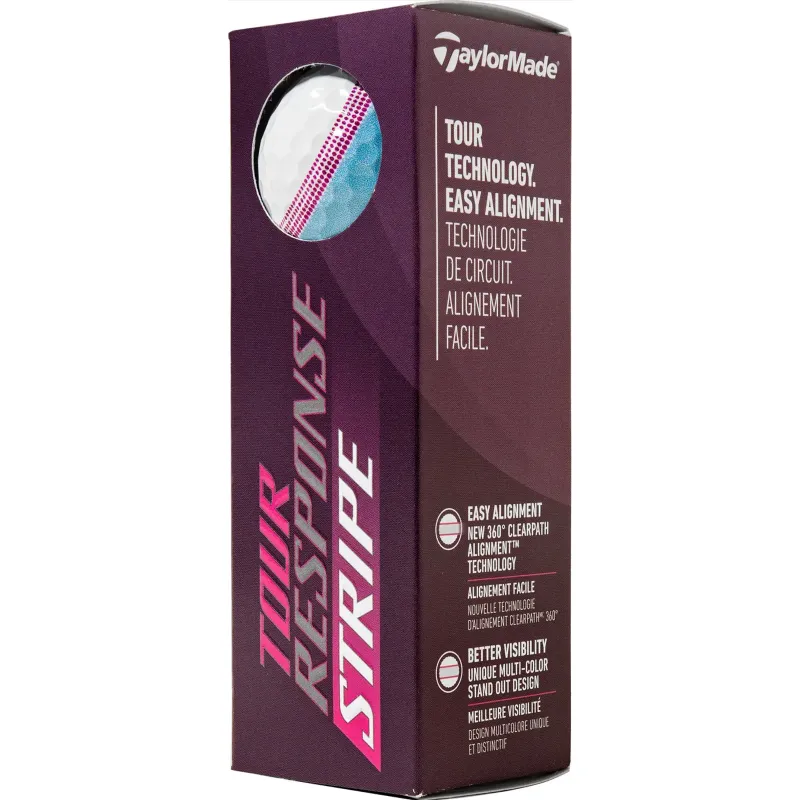 TaylorMade Tour Response Stripe Blue/Pink Golf Balls - Double