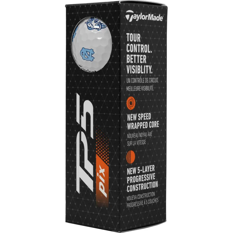 TaylorMade TP5 NCAA PIX Golf Balls - North Carolina - Golfballs.com