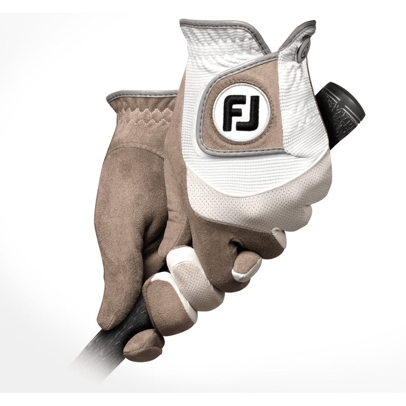 FootJoy RainGrip Golf Gloves - White-Grey - Medium Pair