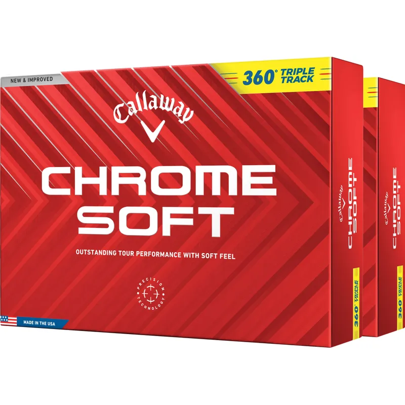 Callaway Golf Chrome Soft 360 Triple Track Yellow Golf Balls - Double Dozen