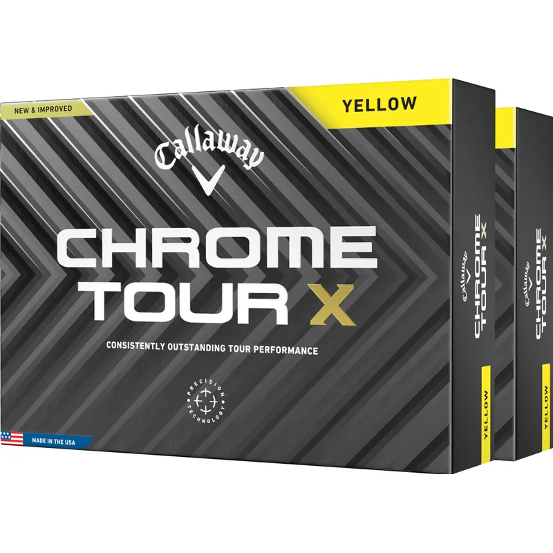 Callaway Golf Chrome Tour X Yellow Golf Balls - Double Dozen