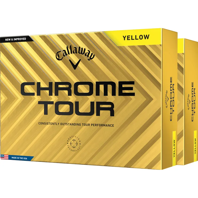 Callaway Golf Chrome Tour Yellow Golf Balls - Double Dozen