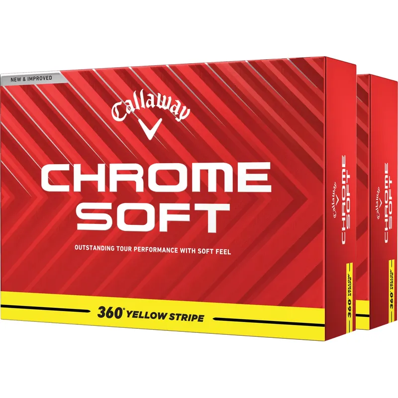 Callaway Golf Chrome Soft 360 Stripe Yellow Golf Balls - Double Dozen - 2025 Model
