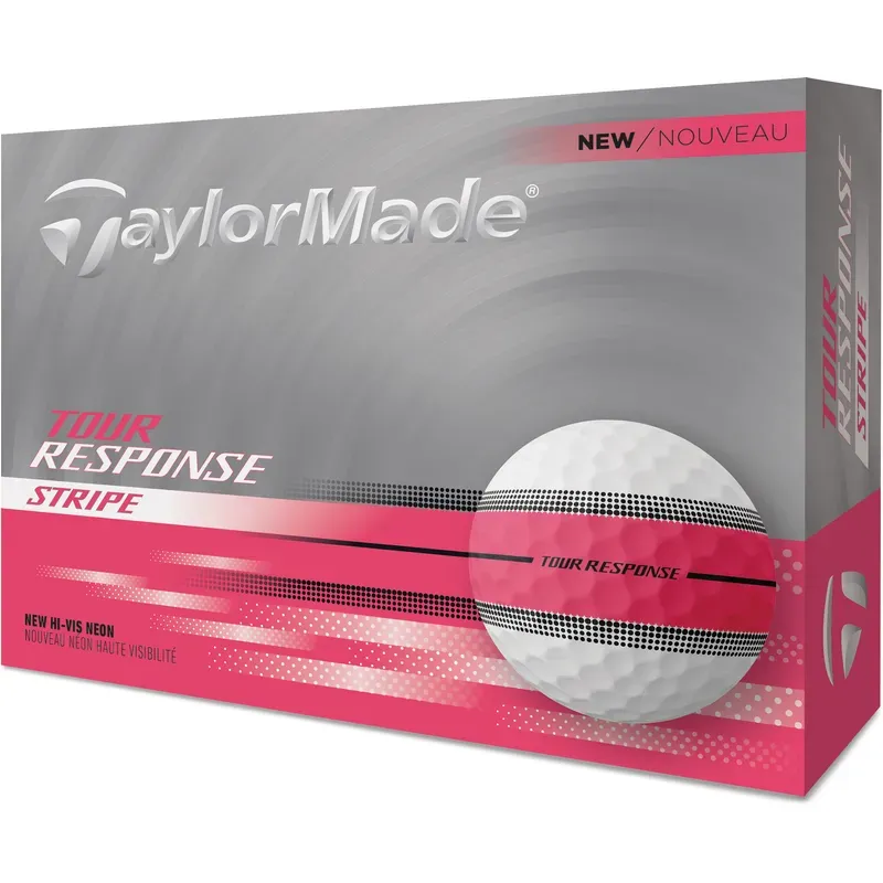 TaylorMade Tour Response Stripe Neon Pink Golf Balls - Double