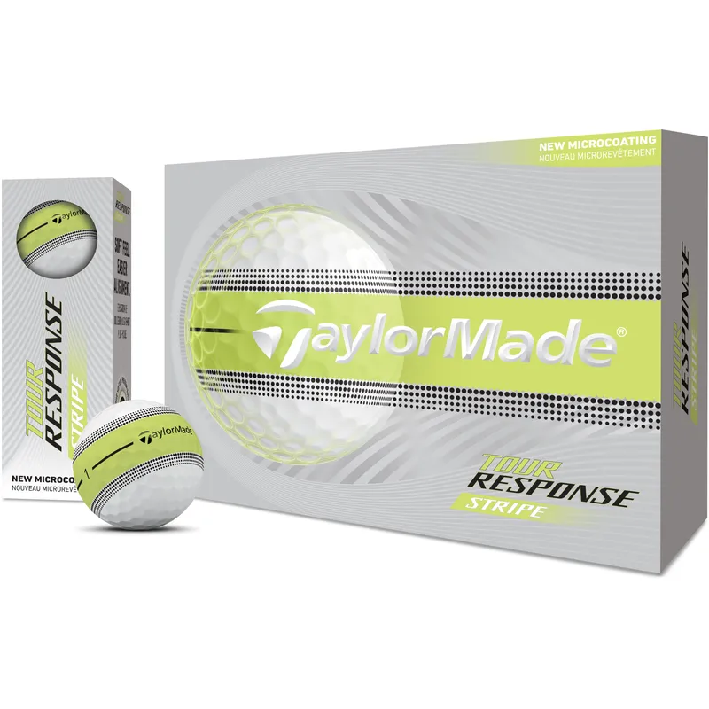 TaylorMade Tour Response Stripe Neon Yellow Golf Balls - 2026