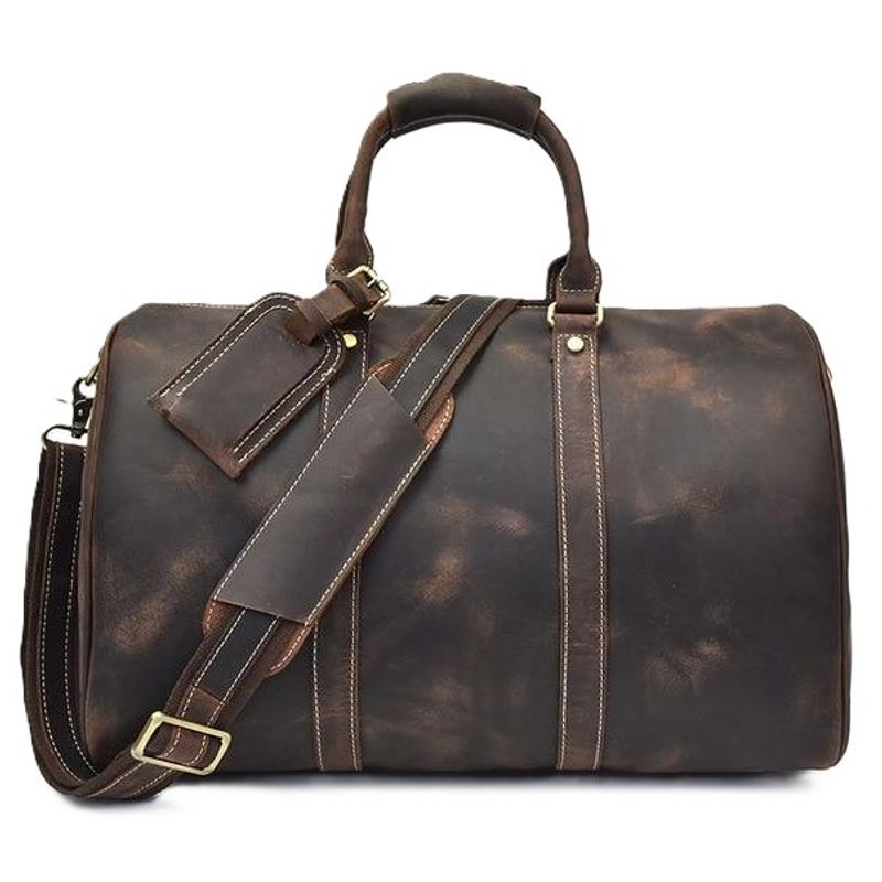 Steel Horse Leather Brandt Overnight Bag Dark Brown